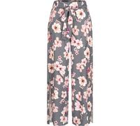 Stoffhose CLOUD 5IVE "CLOUD 5IVE High-Waist Sommerhose mit Blumen Print", Damen, Gr. XL, US-Größen, grau, 95% Polyester, 5% Elasthan, geblümt, loose fit, Hosen Stoffhose (73940064-XL) grau