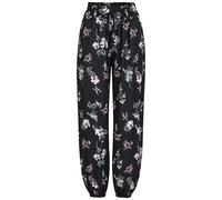 Stoffhose CLOUD 5IVE "CLOUD 5IVE Pants with aop floral print", Damen, Gr. M, US-Größen, schwarz, 95% Polyester, 5% Elasthan, geblümt, loose fit, Hosen Stoffhose (33777611-M) schwarz