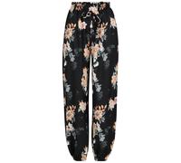 Stoffhose CLOUD 5IVE "CLOUD 5IVE Pants with aop flower print", Damen, Gr. XXL, US-Größen, schwarz, 95% Polyester, 5% Elasthan, geblümt, loose fit, Hosen Stoffhose (10911610-XXL) schwarz