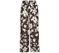 Stoffhose CLOUD 5IVE "CLOUD 5IVE Pants with tie belt and aop flower print", Damen, Gr. S, US-Größen, beige, braun, 95% Polyester, 5% Elasthan, geblümt, loose fit, Hosen Stoffhose (14262332-S) beige, b