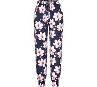 Stoffhose CLOUD 5IVE "CLOUD 5IVE Viskose Hose mit Bündchen 2-Pockets & Big Flowers", Damen, Gr. L, US-Größen, navy, 100% Viskose, geblümt, relaxed fit, Hosen Stoffhose (14001355-L) navy