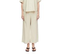 Stoffhose COMMA, Damen, Gr. 34, N-Gr, beige (oat milk), Web, Obermaterial: 55% Leinen, 45% Lyocell, unifarben, loose fit lang, Hosen Stoffhose, mit elastischem Bund (63234449-34) oat milk