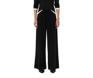 Stoffhose COMMA, Damen, Gr. 36, N-Gr, schwarz, Web, Obermaterial: 100% Baumwolle, unifarben, normal lang, Hosen Stoffhose, mit weitem Bein udn Kordelzug (75750069-36) schwarz