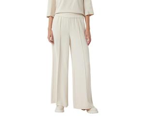 Stoffhose COMMA, Damen, Gr. 40, N-Gr, beige, Web, Obermaterial: 100% Polyester, unifarben, weit knöchellang, Hosen Stoffhose, mit elastischem Bund (11855340-40) beige