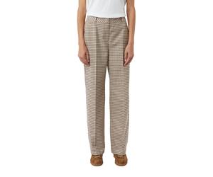 Stoffhose COMMA, Damen, Gr. 40, N-Gr, braun (light braun check), Web, Obermaterial: 63% Polyester, 34% Viskose, 3% Elasthan, kariert, straight fit knöchellang, Hosen Stoffhose, mit Karo Muster (242541