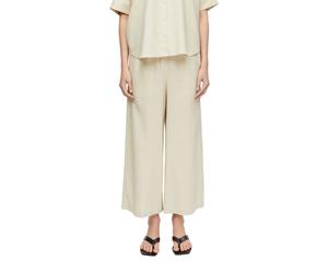 Stoffhose COMMA, Damen, Gr. 42, N-Gr, beige (oat milk), Web, Obermaterial: 55% Leinen, 45% Lyocell, unifarben, loose fit lang, Hosen Stoffhose, mit elastischem Bund (63234449-42) oat milk