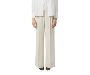 Stoffhose COMMA, Damen, Gr. 42, N-Gr, bone beige, Web, Obermaterial: 79% Polyester, 17% Viskose, 4% Elasthan, unifarben, lang, Hosen Stoffhose, mit geradem Bein und Bundfalten (46487465-42) bone beige