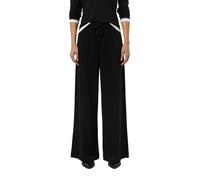 Stoffhose COMMA, Damen, Gr. 46, N-Gr, schwarz, Web, Obermaterial: 100% Baumwolle, unifarben, normal lang, Hosen Stoffhose, mit weitem Bein und Kordelzug (75750069-46) schwarz