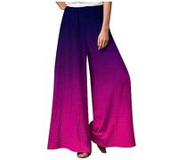 Stoffhose Damen Einfarbig Lose Yogahose Blumenmuster Latzhose Hohe Taille Stoffhose Casual Einfarbig Weite Stoffhose Baumwolle Leinen Palazzo Hosen Lässig Sporthose Frauen,Purple,4XL