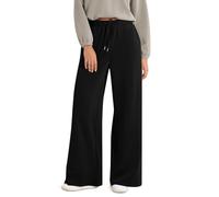 Stoffhose Damen Elegant Baggy Fashion Trainingshose Hose Damen Weites Bein Elegant Winter Mit Kordelzug Sommer Jogginghose Damen Lang Palazzo Hose Einfarbige Hose Baggy Winterhose Damen（Schwarz，L）