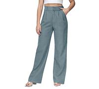 Stoffhose Damen Elegant High Waist Marlenehose Old Money Stretch Damenhosen Weite Hose Schwarze Weites Bein Palazzo Anzughose Korean Fashion Lang Bundfaltenhose Lockere Hosen