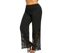 Stoffhose Damen High Waist Weites Bein Jogginghose Damen Sommer Yogahose Mit Spitzen Sommerhose GroßE GrößEn Freizeithose Elegant Schwarze Hose Trainingshose Schlaghose Spitzenhose Sporthose