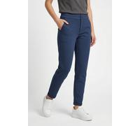 Stoffhose FREEQUENT "FQNANNI-ANKLE-PA", Damen, Gr. L, N-Gr, blau (vintage indigo), Web, Obermaterial: 73% Polyester, 24% Viskose, 3% Elasthan, unifarben, bequem 7/8-Länge, Hosen Stoffhose, Sommerhose