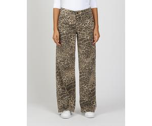 Stoffhose GANG "GANG Hosen Wide Fit 94CARLOTTA LONG", Damen, Gr. 30, braun (printed leo), Stoff, 97% Baumwolle, 3% Elasthan, Hosen Stoffhose (56292341-30) printed leo