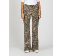 Stoffhose GANG "GANG Hosen Wide Fit 94JESSI FLARED", Damen, Gr. 27, braun (printed leo), Stoff, 97% Baumwolle, 3% Elasthan, Hosen Stoffhose (95917738-27) printed leo