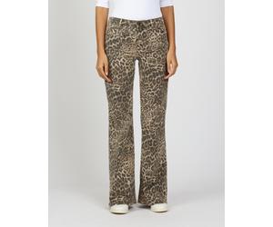 Stoffhose GANG "GANG Hosen Wide Fit 94JESSI FLARED", Damen, Gr. 28, braun (printed leo), Stoff, 97% Baumwolle, 3% Elasthan, Hosen Stoffhose (95917738-28) printed leo