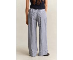 Stoffhose GANT "STRIPE POPLIN PULL ON", Damen, Gr. 38, N-Gr, rich navy, Web, Obermaterial: 100% Baumwolle, gestreift, relaxed fit lang, Hosen Stoffhose, Relaxed fit mit elastischem Bund (37515358-38)