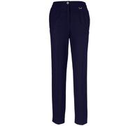 Stoffhose GOLDNER "Bügelfaltenhose mit Teildehnbund", Damen, Gr. 46, N-Gr, blau (marine), Obermaterial: 63% Polyester PES. 34% Viskose CV. 3% Elasthan EL., normal, Hosen Stoffhose, Dekoelement an der