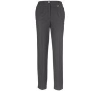 Stoffhose GOLDNER "Bügelfaltenhose mit Teildehnbund", Damen, Gr. 48, N-Gr, grau (anthrazit), Obermaterial: 63% Polyester PES. 34% Viskose CV. 3% Elasthan EL., normal, Hosen Stoffhose, Dekoelement an d