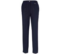 Stoffhose GOLDNER "Bügelfaltenhose mit Teildehnbund", Damen, Gr. 52, N-Gr, blau (marine), Obermaterial: 63% Polyester PES. 34% Viskose CV. 3% Elasthan EL., normal, Hosen Stoffhose, Dekoelement an der