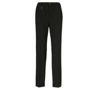 Stoffhose GOLDNER "Elegante Stretchhose mit Bügelfalten", Damen, Gr. 42, N-Gr, schwarz, Obermaterial: 53% Polyester PES. 43% Schurwolle WV. 4% Elasthan EL., normal, Hosen Stoffhose, Bund mit dekorativ