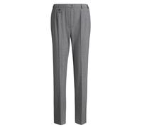Stoffhose GOLDNER "Elegante Stretchhose mit Bügelfalten", Damen, Gr. 46, N-Gr, grau (silbergrau, melange), Obermaterial: 53% Polyester PES. 43% Schurwolle WV. 4% Elasthan EL., normal, Hosen Stoffhose,