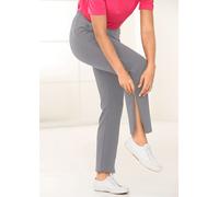 Stoffhose GOLDNER "Freizeithose mit Reißverschluss", Damen, Gr. 54, N-Gr, grau, Obermaterial: 60% Baumwolle CO. 35% Polyester PES. 5% Elasthan EL., normal, Hosen Stoffhose, am Bein seitlicher Zwei-Weg