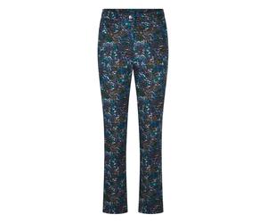 Stoffhose GOLDNER "Knöchellange Stretch-Druckhose LOUISA", Damen, Gr. 42, N-Gr, blau (royalblau, gemustert), Obermaterial: 95% Polyester PES. 5% Elasthan EL., Hosen Stoffhose, stretchbequemer Jersey (