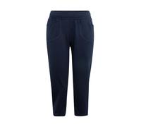 Stoffhose GOLDNER "Kurzgröße Bequeme 3/4-Freizeithose mit Schlupfbund und Taschen", Damen, Gr. 23, K-Gr, blau (marine), Obermaterial: 60% Baumwolle CO. 35% Polyester PES. 5% Elasthan EL., Hosen Stoffh