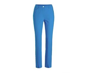 Stoffhose GOLDNER "Kurzgröße Elegante Hose LOUISA mit Formbund", Damen, Gr. 20, K-Gr, blau, Obermaterial: 66% Viskose CV. 31% Polyamid PA. 3% Elasthan EL., Hosen Stoffhose (60193263-20) blau