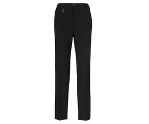 Stoffhose GOLDNER "Kurzgröße Elegante Stretchhose mit Bügelfalten", Damen, Gr. 20, K-Gr, schwarz, Obermaterial: 53% Polyester PES. 43% Schurwolle WV. 4% Elasthan EL., normal, Hosen Stoffhose, Bund mit