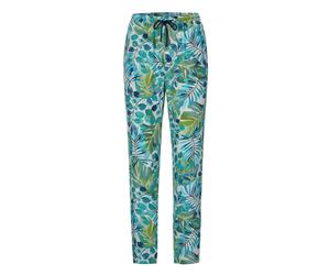 Stoffhose GOLDNER "Kurzgröße Florale Schlupfhose SARA grün", Damen, Gr. 25, K-Gr, grün (graugrün, gemustert), Obermaterial: 100% Viskose CV., gerade, Hosen Stoffhose, seitlich Eingriffstaschen (305559