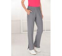 Stoffhose GOLDNER "Kurzgröße Freizeithose mit Reißverschluss", Damen, Gr. 25, K-Gr, grau, Obermaterial: 60% Baumwolle CO. 35% Polyester PES. 5% Elasthan EL., normal, Hosen Stoffhose, am Bein seitliche