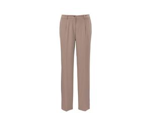 Stoffhose GOLDNER "Kurzgröße Hose mit Gürtelschlaufen in pflegeleichter Qualität", Damen, Gr. 19, K-Gr, beige (taupe), Obermaterial: 88% Polyester PES. 12% Elasthan EL., festlich, Hosen Stoffhose, Mit