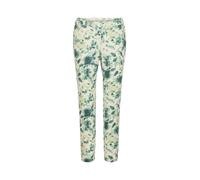 Stoffhose GOLDNER "Kurzgröße Jerseyhose mit floralem Design", Damen, Gr. 26, K-Gr, weiß (salbei, weiß, gemustert), Obermaterial: 95% Polyester PES. 5% Elasthan EL., schmal, Hosen Stoffhose, pflegeleic