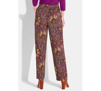 Stoffhose GOLDNER "Kurzgröße Luftige Viskosehose mit Paisley-Muster", Damen, Gr. 22, K-Gr, orange (orange, schwarz, gemustert), Obermaterial: 100% Viskose CV., Modisch, weit, Hosen Stoffhose, Einsteck