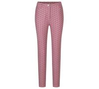 Stoffhose GOLDNER "Kurzgröße Slim Fit Printhose mit hohem Bund", Damen, Gr. 22, K-Gr, beige (beige, beere, gemustert), Obermaterial: 89% Polyester PES. 11% Elasthan EL., Hosen Stoffhose, angenehme Jer