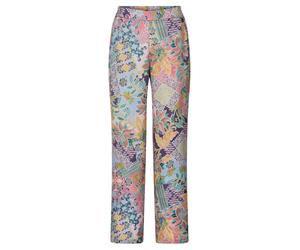 Stoffhose GOLDNER "Luftige Sommerhose mit Patch-Muster", Damen, Gr. 46, N-Gr, rosa (salbei, rosé, gemustert), Obermaterial: 100% Viskose CV., weit, Hosen Stoffhose, Eingriffstaschen an der Seite (6011