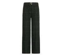 Stoffhose ICHI "Casual IHKATE", Damen, Gr. M, N-Gr, schwarz (schwarz, grün check), Obermaterial: 71% Polyester PES. 27% Viskose CV. 2% Elasthan EL., Hosen Stoffhose (27001258-M) schwarz, grün check