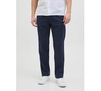 Stoffhose JACK & JONES "JPSTKANE HYBRID BONDI JOGGER SN", Damen, Gr. L, N-Gr, schwarz navy, Web, Obermaterial: 80% Baumwolle, 20% Leinen, relaxed fit knöchellang, Hosen Stoffhose (46586241-L) schwarz