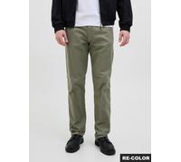 Stoffhose JACK & JONES "JPSTKANE HYBRID BONDI JOGGER SN", Herren, Gr. S, N-Gr, deep lichen grün, Web, Obermaterial: 80% Baumwolle, 20% Leinen, unifarben, relaxed fit knöchellang, Hosen Stoffhose, Baum
