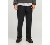 Stoffhose JACK & JONES "JPSTKANE - Lässige Hose mit Bündchen, pflegeleicht und relaxed", Herren, Gr. S, N-Gr, schwarz, Web, Obermaterial: 68% Polyester, 28% Viskose, 4% Elasthan, unifarben, relaxed fi