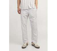 Stoffhose JACK & JONES "JPSTKANE SUMMER JOGGER SN", Herren, Gr. S, N-Gr, weiß (crockery detail:melange), Web, Obermaterial: 74% Baumwolle, 26% Leinen, meliert, relaxed fit knöchellang, Hosen Stoffhose