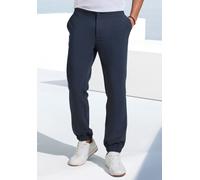 Stoffhose JOHN DEVIN "mit elastischen Bündchen", Herren, Gr. S, N-Gr, navy, Web, Obermaterial: 77% Polyester, 17% Viskose, 6% Elasthan, unifarben, regular fit lang, Hosen Stoffhose, aus leicht dehnbar