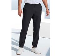 Stoffhose JOHN DEVIN "mit elastischen Bündchen", Herren, Gr. XXL, N-Gr, schwarz, Web, Obermaterial: 77% Polyester, 17% Viskose, 6% Elasthan, regular fit lang, Hosen Stoffhose, aus leicht dehnbarer Web