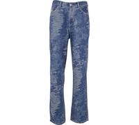 Stoffhose KARL KANI "Karl Kani OG K Distress Camo Five Pocket Denim", Herren, Gr. 36, Normalgrößen, medium blau, 100% Baumwolle, unifarben, normal, Hosen Stoffhose (61462230-36) medium blau