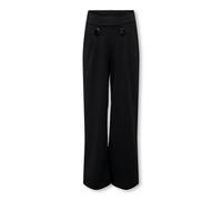 Stoffhose KIDS ONLY "KOGSANIA BUTTON PANT JRS", Mädchen, Gr. 128, N-Gr, schwarz, Web, Obermaterial: 95% Polyester, 5% Elasthan, unifarben, regular fit knöchellang, Hosen Stoffhose (85260930-128) schwa
