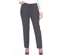 Stoffhose KJBRAND "Hose Bea in Bi-Stretch Kammgarnoptik mit Bügelfalte", Damen, Gr. 24, K-Gr, grau (anthrazit), Web, Obermaterial: 63% Polyester, 35% Viskose, 2% Elasthan, unifarben, weit, unten schma