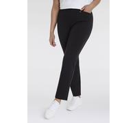 Stoffhose KJBRAND "Hose Bea in Bi-Stretch Kammgarnoptik mit Bügelfalte", Damen, Gr. 48, N-Gr, schwarz, Web, Obermaterial: 63% Polyester, 35% Viskose, 2% Elasthan, unifarben, weit, unten schmal normal,