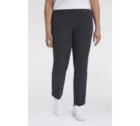 Stoffhose KJBRAND "Hose Bea in Bi-Stretch Kammgarnoptik mit Bügelfalte", Damen, Gr. 50, N-Gr, grau (anthrazit), Web, Obermaterial: 63% Polyester, 35% Viskose, 2% Elasthan, unifarben, weit, unten schma